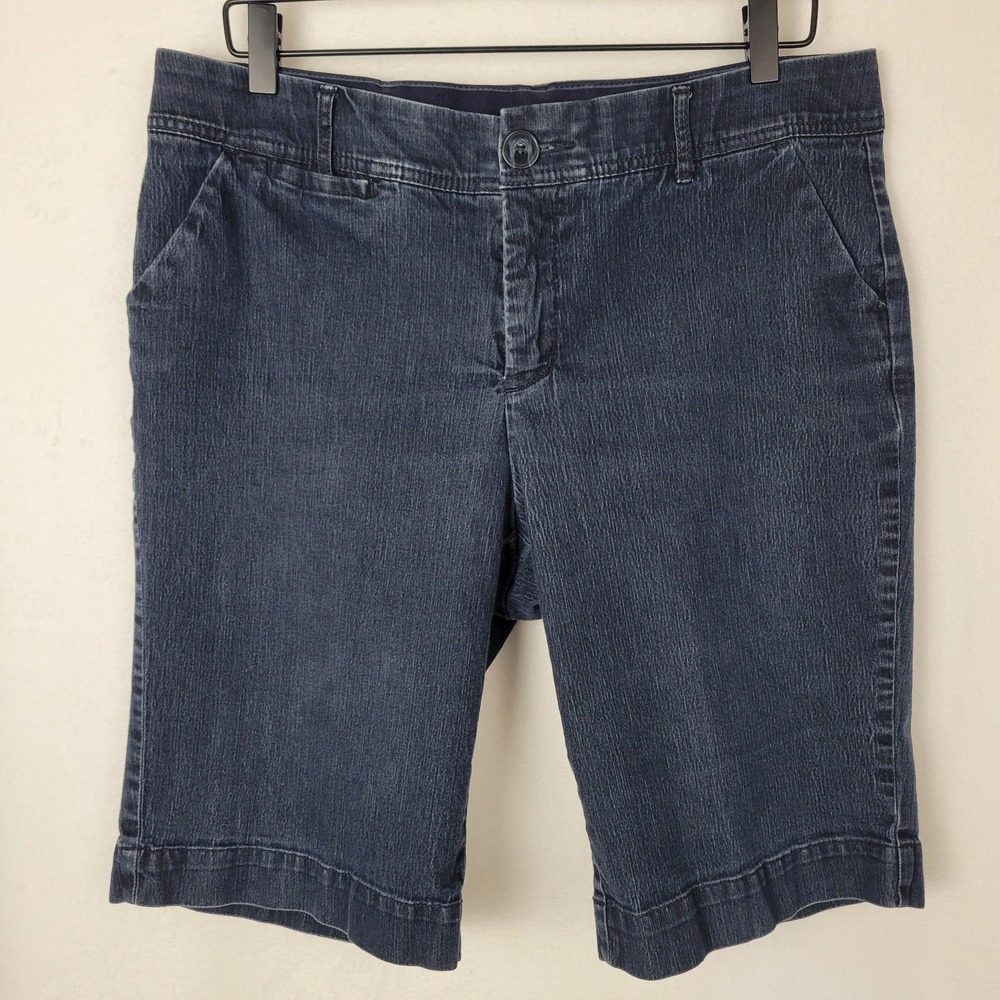 CJ Banks Denim Bermuda Shorts 14W‎ Blue Stretch Comfort Waist Summer Casual